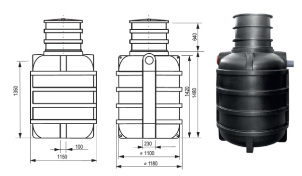 Przepompownia 500 l., wys. 1480 mm